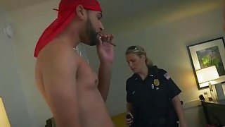 Big Butt Cop Porn - Nasty big ass female cops take turns on large black penis of ...