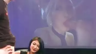 هوتي الآسيوية مع كبير الثدي يحصل على bukkake بعد الداعر الثابت الشرج