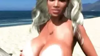3D فتاة الشاطئ مع الثدي العملاق!