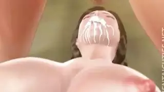 مثير 3D أنيمي minx يحصل الثدي cummed