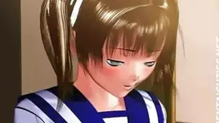 خجولة 3D أنيمي تلميذة تظهر الثدي