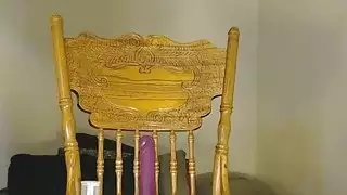 جميل أسود فتاة يتأهل اللعنة على كرسي
