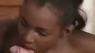 الجمال الأسود الصغير يساعد البيض perv مع تدريبه